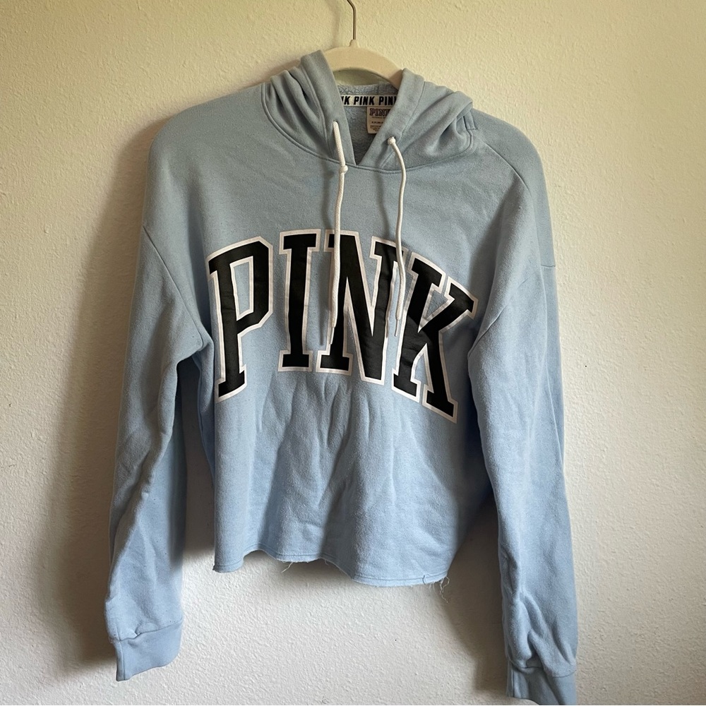PINK blue cropped sweatshirt